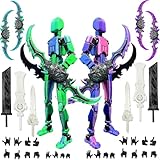 2 Stück T13 Action Figure Satz (Montage Abgeschlossen),3D-Gedruckter Mehrgelenke,Titan 13 Actionfiguren,Lucky 13 Roboter Actionfigur Dummy,Desktop-Dekorationen Für Spielliebhaber, Grün, Blau, Violett