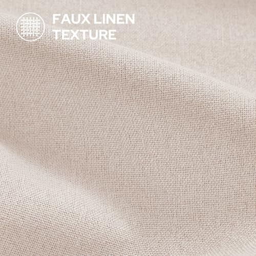 Image of HOMEIDEAS 100% Blackout Beige Faux Linen Curtains 52W x 84L 2 Panels