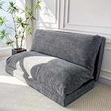 MAXYOYO Folding Sofa Bed, Extra Thick and Long Floor Sofa Convertible Sleeper Chair with Washable Cover, Floor Couch Lounge Bean Bag Bed for Living Room, Dark Grey, 39x95 Inch