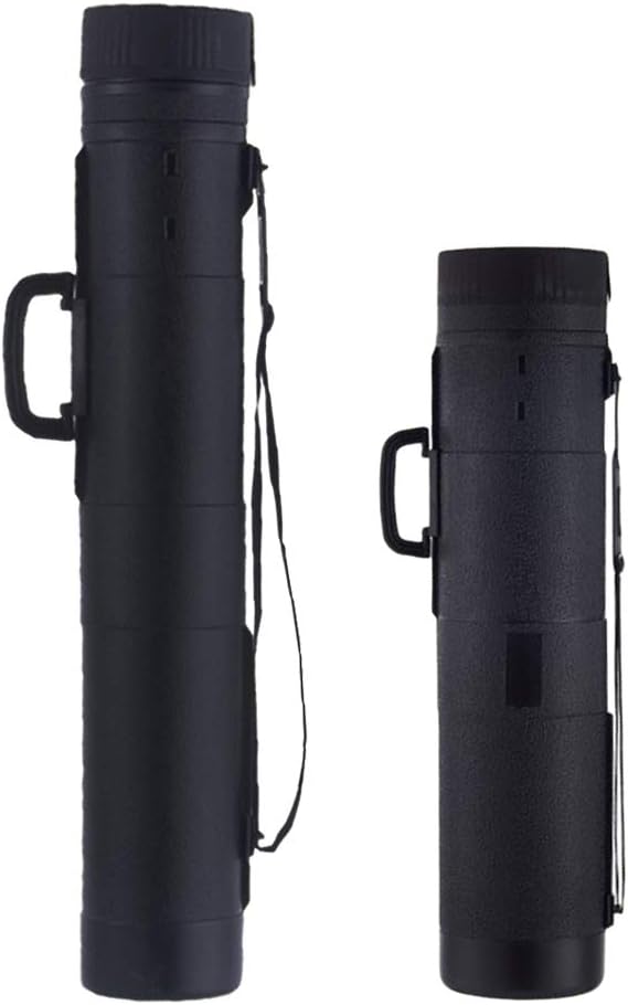 dailymall Plastic Storage Tube - Hard Plastic Expandable Carrying Case for Documents, Blueprints, Artwork - Black, Extends from 30 Inches to 53 Inches