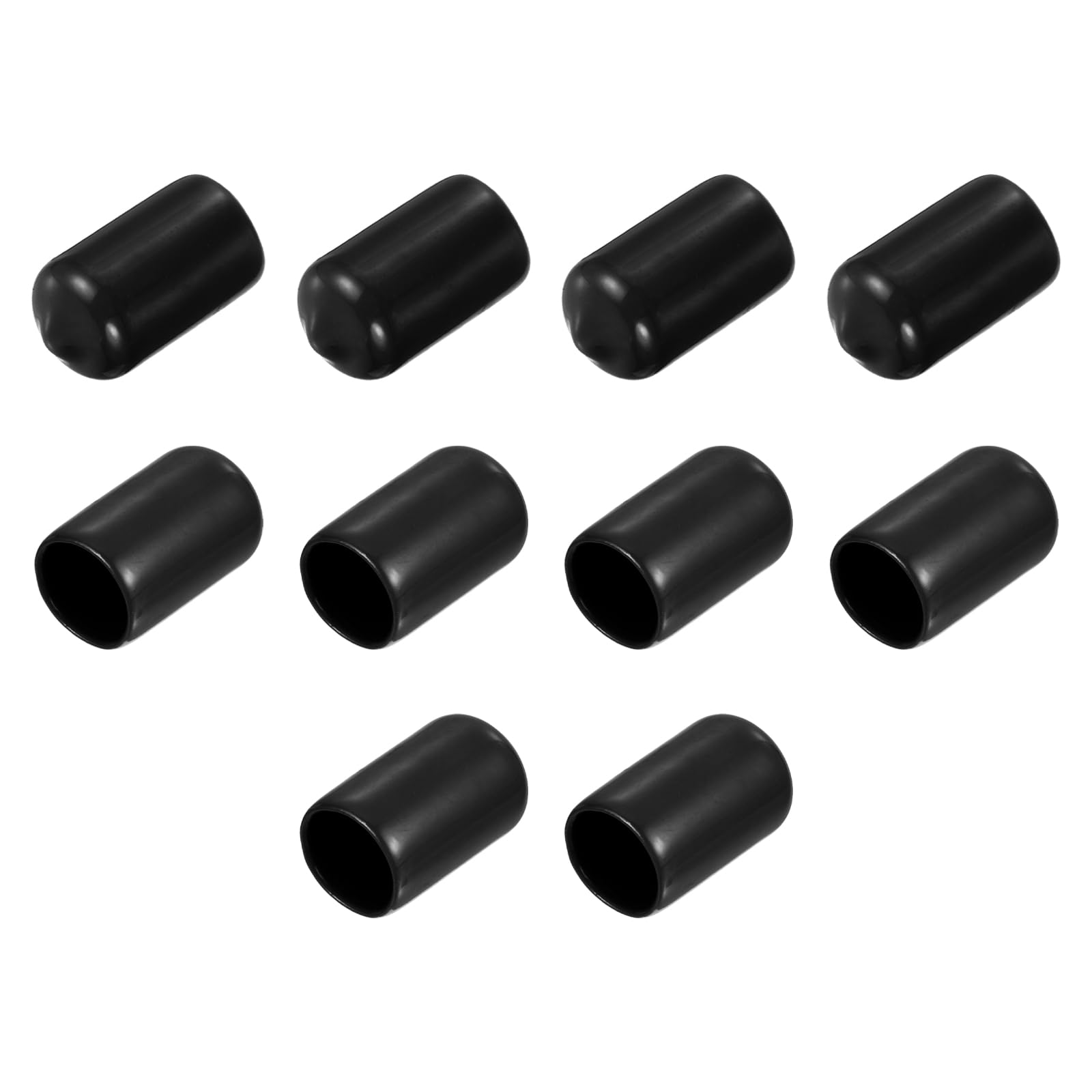 uxcell 10pcs Rubber End Caps 1/2"(12mm) ID Vinyl Round Tube Bolt Cap Cover Thread Protectors Black