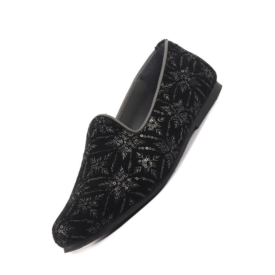 fausto Men Silk Zardosi Sequin Velvet Ethnic Slip On Juttis and Mojaris for Festive|Indian Traditional Sherwani Shoes for Wedding|Slip On Shoes for Groom-picture-29