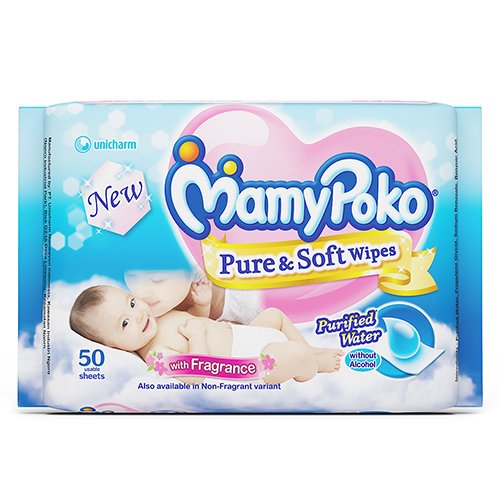 MamyPoko Pure and Soft Fragrance Wipes (Dark Blue, 50 Sheets)