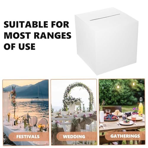 Makoto Nobu Weiß Kartenbox Hochzeit, Kartenbox Hochzeitsbox, Hochzeit Geschenkbox, mit 10 Stück Grußkarten 22 X 22cm Hochzeitsbox, Glückwunschkartenbox, Geldbox, für Hochzeitsempfänge Partydeko