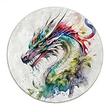 RevoLue Round Rug 39 in Dragon Chair Mat for Carpeted Floor Cartoon Office Floor Protector Chair mat Standing Desk Anti-Fatigue Mat for Hard Floor