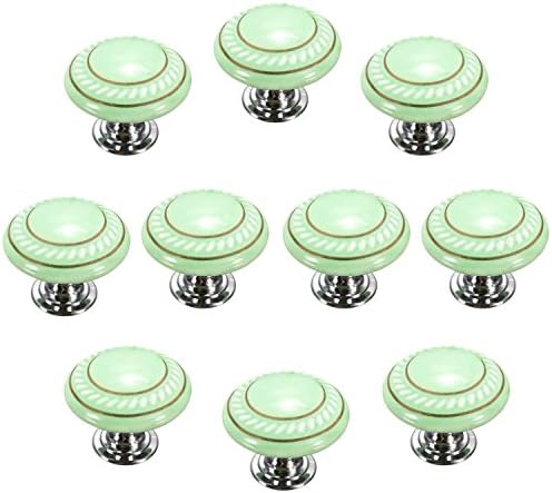 Round Knobs, Drawer Pulls for Kitchen Cabinet Dresser Cupboard Wardrobe, Knobs, 10 pcs(Green)