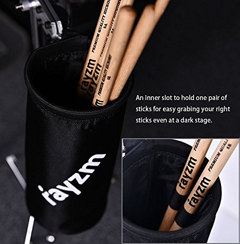 Rayzm Drum Stick Bag Holder, Nylon Mallet/Brush/Beater Stick Holder With Aluminum Clamp For Drum Kit & Music Stand (1.5-3Cm Diameter Pole), Up To 12 Pairs Of Sticks #TOP2