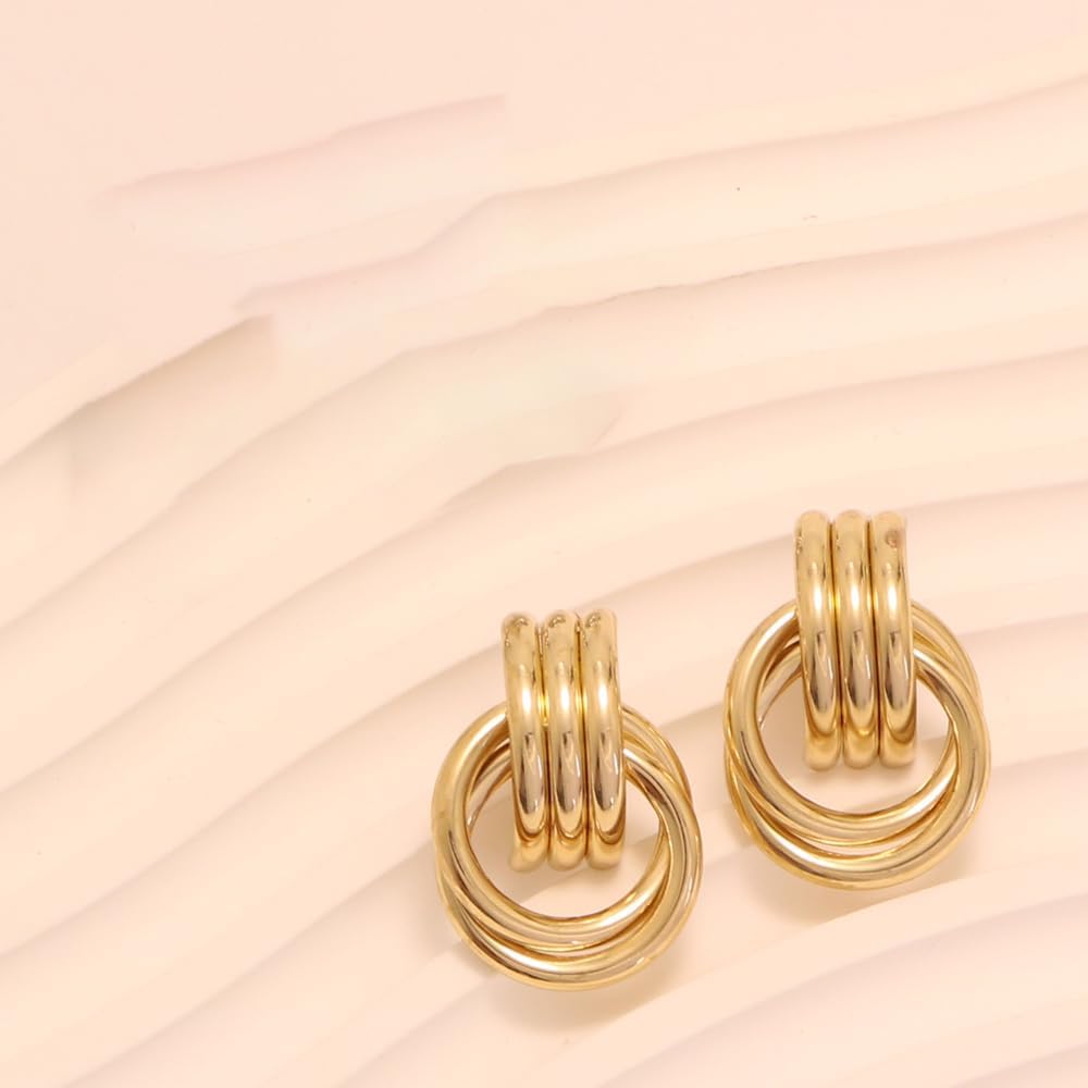 Gold Earrings for Women Chunky Knot Statement Drop Dangle Earrings Lightweight Trendy Ear Studs Jewelry Valentine's Day Gifts - Image 6