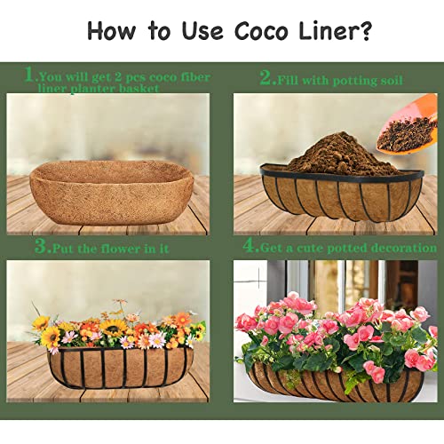 Metal Wall-Mounted Coconut Liner Planter Basket Hanging Planter Basket, 24 Inch English Horse Trough Coco Planter, Flat Iron Series Planter Boxes For Outdoor Or Indoor Use #TOP5