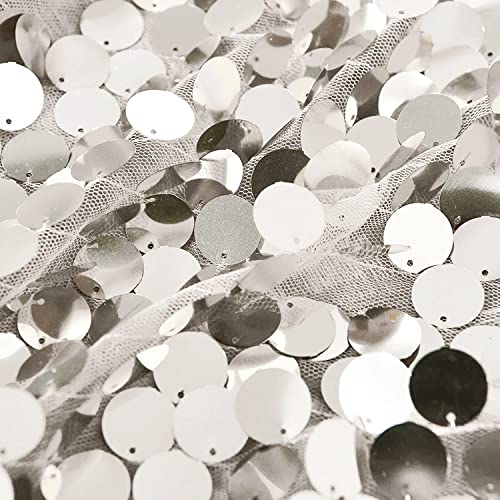 Ycc 9Ft X 9 Ft Silver Big Payette Sequin Backdrop Drapes Curtains Panels - Wedding Decorations Home Party Reception Curtain #TOP2