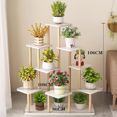 Support plantes angle bois à 9 niveaux modulables pour espaces intérieurs
