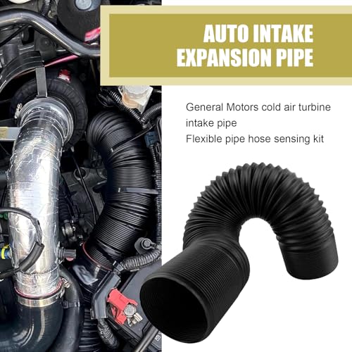 Sinytuto 1 PC Car Flexible Bendable Stretchable Waterproof Air Duct, 2.99\" ID Air Inlet Telescopic Turbine Flow Tube Distance Extension Tube, Repair Accessory, Suitable for Most Car Models (Black)
