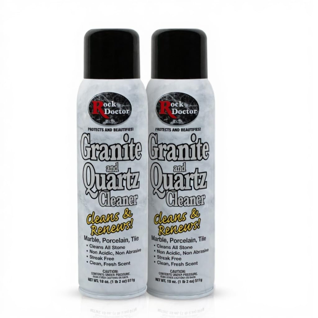 Rock Doctor Granite Cleaner - Cleans& Renews Surfaces (18 oz), Granite/Marble Countertop Cleaner, Cleaning Spray for Vanity, Table Top, Kitchen Counters, Stone Surfaces (18 Fl Oz (Pack of 2))