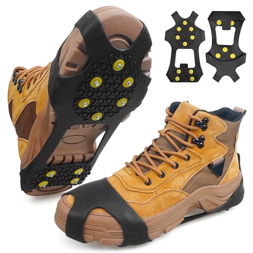 Ice Cleats Snow Traction Cleats Crampons for Shoes and Boots Anti Slip Rubber Snow Cleats Overshoe...