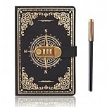 SIMDAO A5 Journal With Lock, Vintage Leather Compass Diary, 200 Pages Lined Paper Notebook With Pen, Secret Diary With Combination Password, Locked Journal for Men Women, Study, Travel Writing
