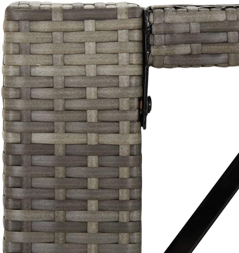 vidaXL Modern Patio Bar Table - Weather- Gray Poly Rattan with Glass Top - Perfect for Garden, Outdoors, Poolside, 57.1"x31.5"x43.3"