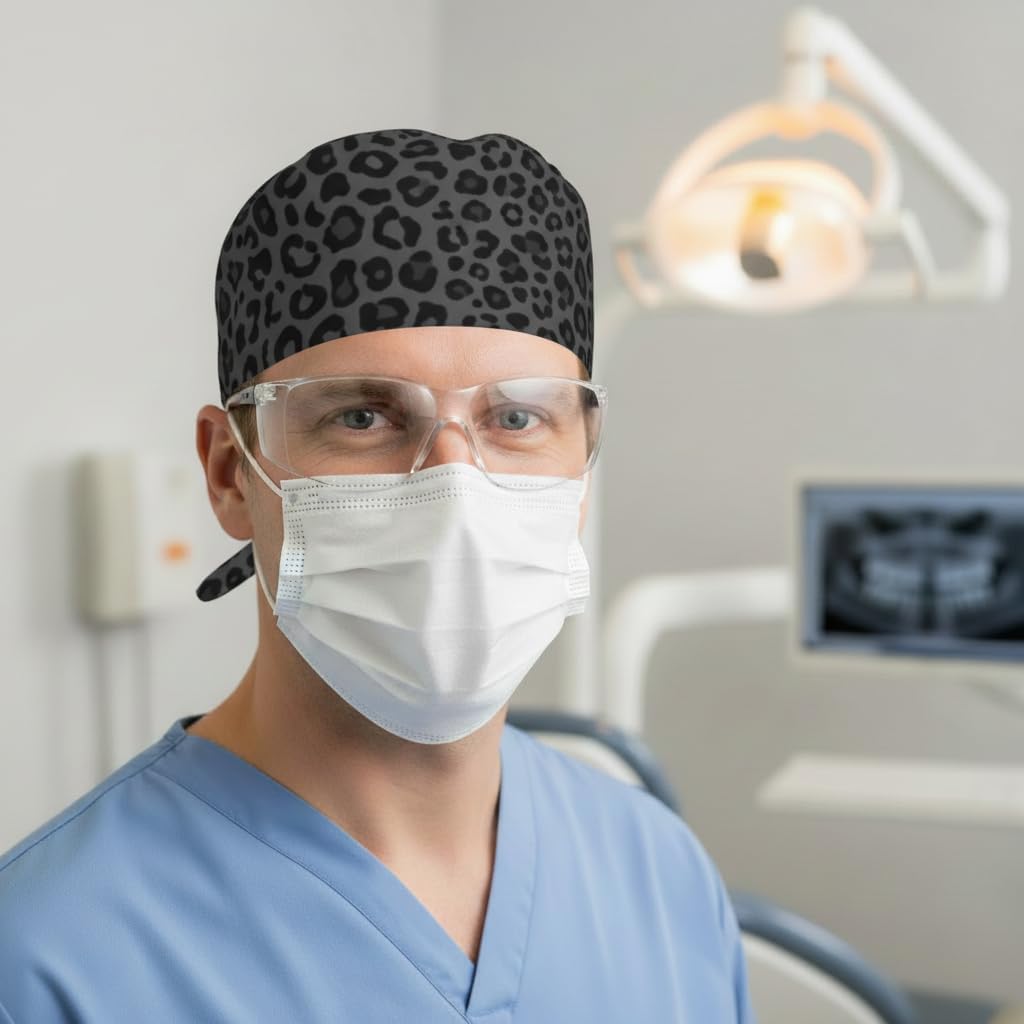Men Women Scrub Caps Surgical Cap with Sweatband,Adjustable Tie-Back Lightweight Nursing Hats