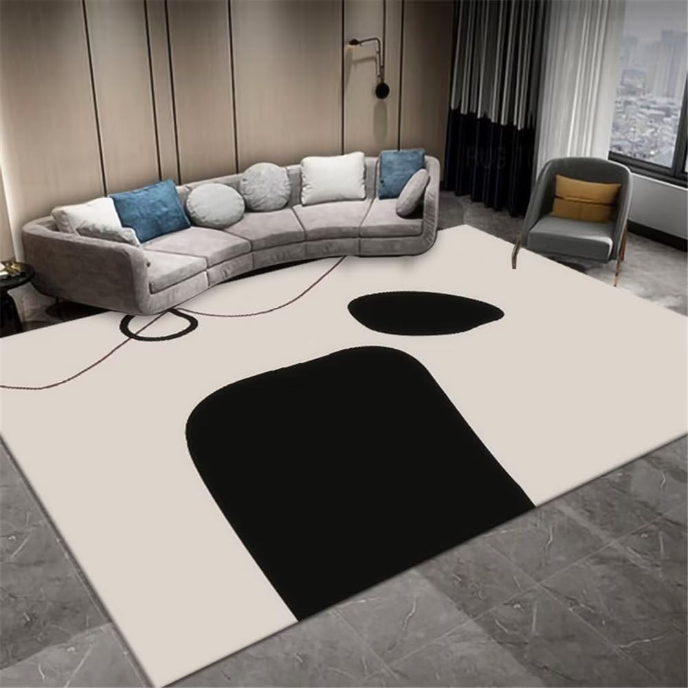 Tapis de salon noir 200x300cm résistant pour grand balcon extérieur