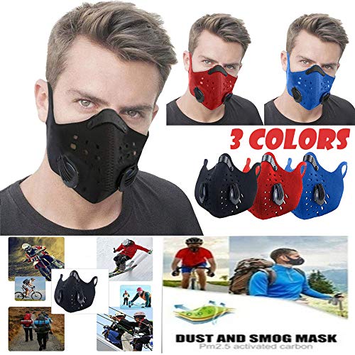 Flyalone⭐ Dust Mask - Anti Air Pollution Smoke Mask - Washable Reusable Face Mask, Adjustable PM2.5 Air Filter Mask, Breathing Valve Mask Mouth Cover Mask Dustproof Safety Mask Respirator (Blue)