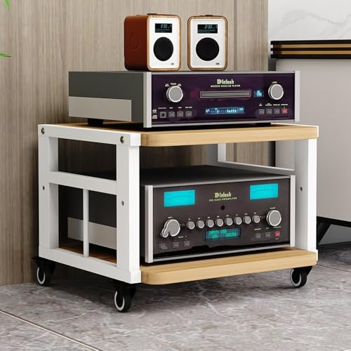 Meuble Audio Noyer Clair pour Salon et Studio - Rangement Mobile