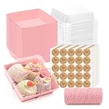 DeziWood 150 Pack Charcuterie Boxes with Clear Secure Lids, 4.7x4.7x2.6 Inches Pink Square Disposable Take Out Containers Cookies Boxes for Sandwich, Pastry, Dessert