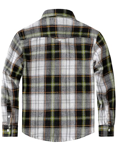 JOGAL Boys Western Shirt Long Sleeve Pearl Snap Plaid Shirts Lightweight Flannel Shirts for Kids 6-14 Years2