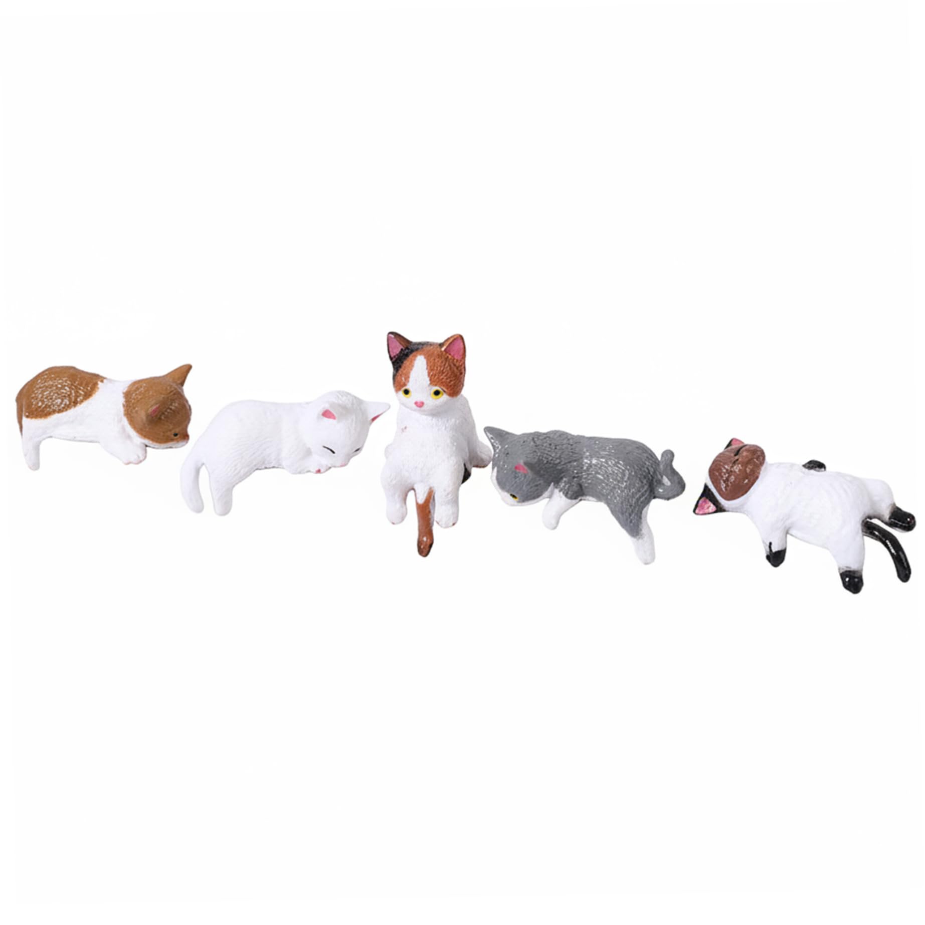 CAKEEYUM Mini Cat Figurines 5PCS Cute Cat Computer Monitor Decor Resin Car Dashboard Accessories for Home Office Computer Monitors Car Screens Desks Mini Figurines, Monitor Figurine, D
