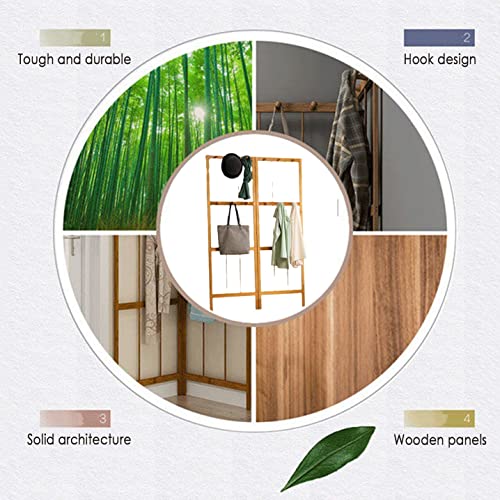 Slvuafrn Hall Tree Storage Coat Stand, Corner Folding Garment Rack With 12 Hooks, Bamboo Free Standing Hat Hanger Organizer For Entryway Hallway Bedroom Living Room (Color : Wood, Size : 92X165Cm) #TOP6