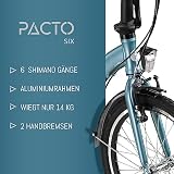 PACTO SIX - Hollandrad Hochwertiges Klappfahrrad 27cm Aluminiumrahmen Bike 20 Zoll Aluminiumräder...