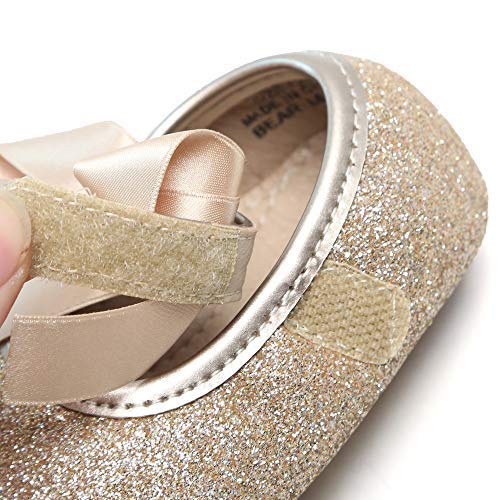 image for Felix & Flora Soft Sole Leather Gold Baby Shoes - Infant Baby Walking 