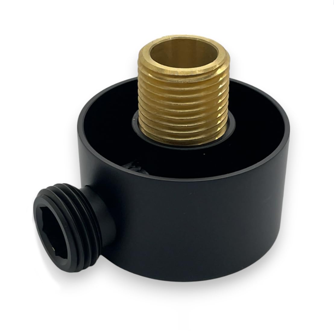 VoKs Codo de conexión de pared negro, redondo, latón, universal, 1/2 pulgadas, conector de manguera de baño, conector de pared para ducha de mano