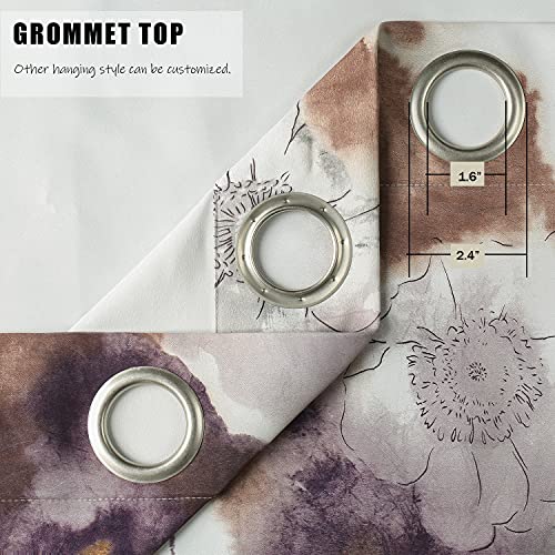 Leeva Abstract Print Blackout Curtains And Drapes For Bedroom, Floral Modern Style Thermal Insulated Room Darkening Window Curtain For Nursery, 52X63, 2 Panels, Purple #TOP4