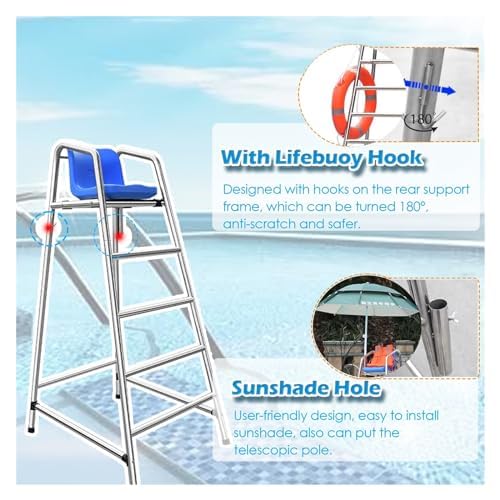 Chaise de sauvetage robuste pour une meilleure sécurité au bord de la piscine, idéale pour les piscines, les plages et les parcs aquatiques