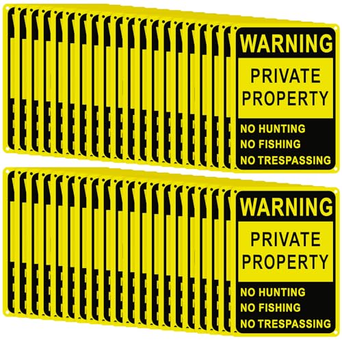 40 Pcs Reflective Aluminum No Trespassing Signs, Yellow & Black, 7x10 Inches, Warning Signs for Private Property