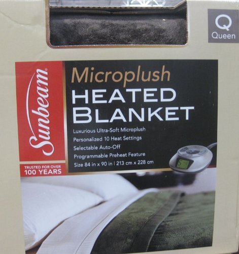 sunbeam microplush heated blanket queen