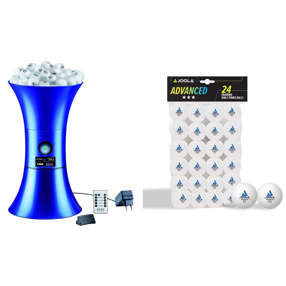 JOOLA Robot da ping pong TT-BUDDY V300 & Palline da ping pong 3 stelle Training Advanced 40 mm diametro Premium Palle da ping pong bianco 24 pezzi