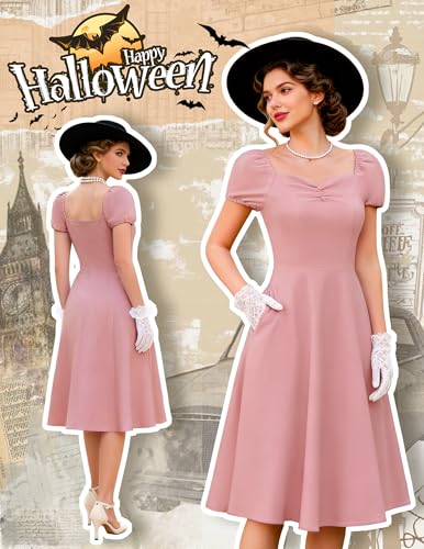 Image of Wedtrend Women's 1950s Dresses With Sleeve 40s Tea Party Dresses Cocktail Dress Swing Vintage Dress