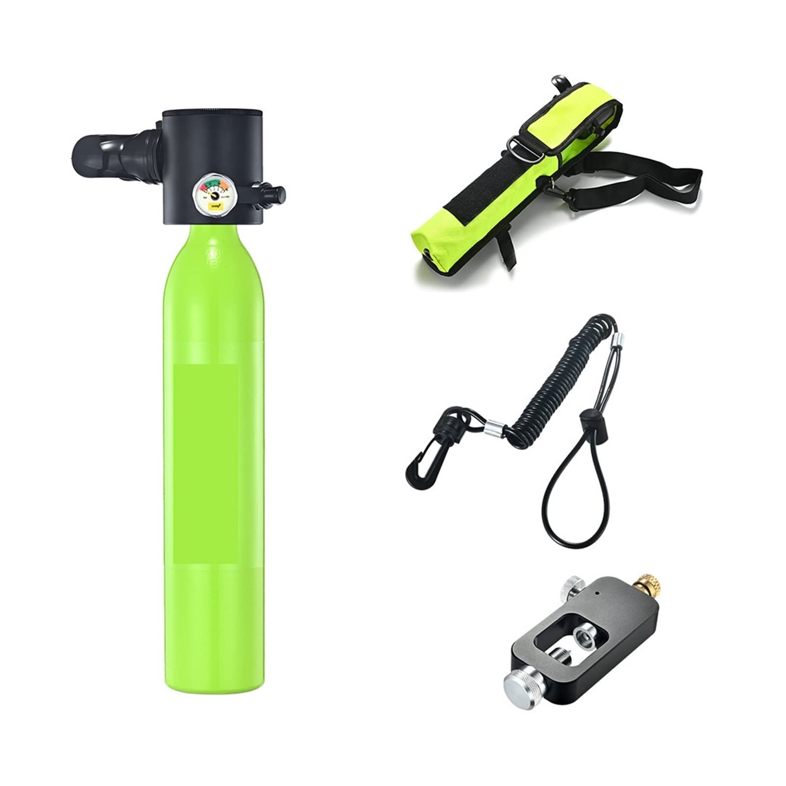 Portable Dive Cylinder, 0.5L Mini Oxygen Cylinder Diving Teaching Underwater Breathing Equipment(Groen)