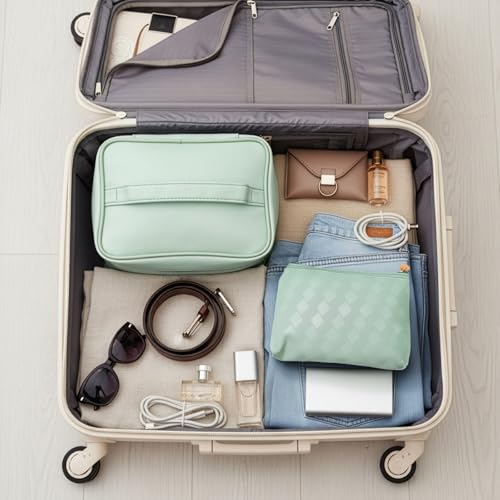 Hedume Set of 4 Makeup Bags, Waterproof Cosmetic Bag Set, Leather Portable Travel Cosmetic Bag, Multifunction Organizer Storage Bag for Makeup, Brushes, Toiletries and Accessories by Hedume - Image 7