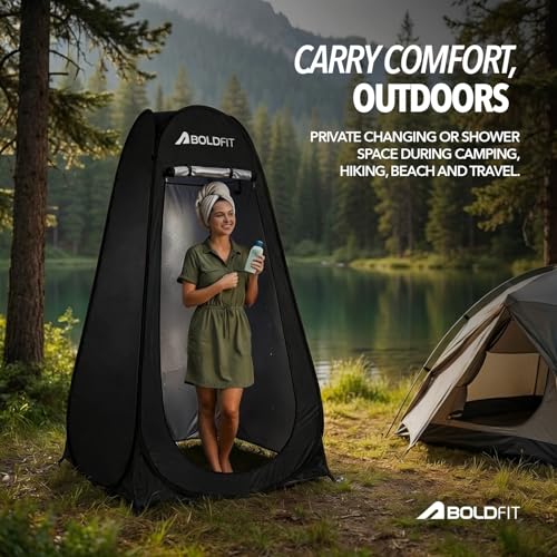 Image of Boldfit Instant Pop-Up Privacy Tent for Camping & Travel, Waterproof Portable Changing Room, Shower & Toilet Tent with UV Protection, Foldable Outdoor Shelter for Beach, Hiking & Camping Use