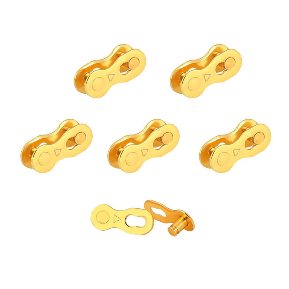 QitinDasen 5 Pairs 6/7/8 Speed Bicycle Chain Connector, Bicycle Chain Missing Link, Reusable Bike Chain Quick Release Connector (Gold)
