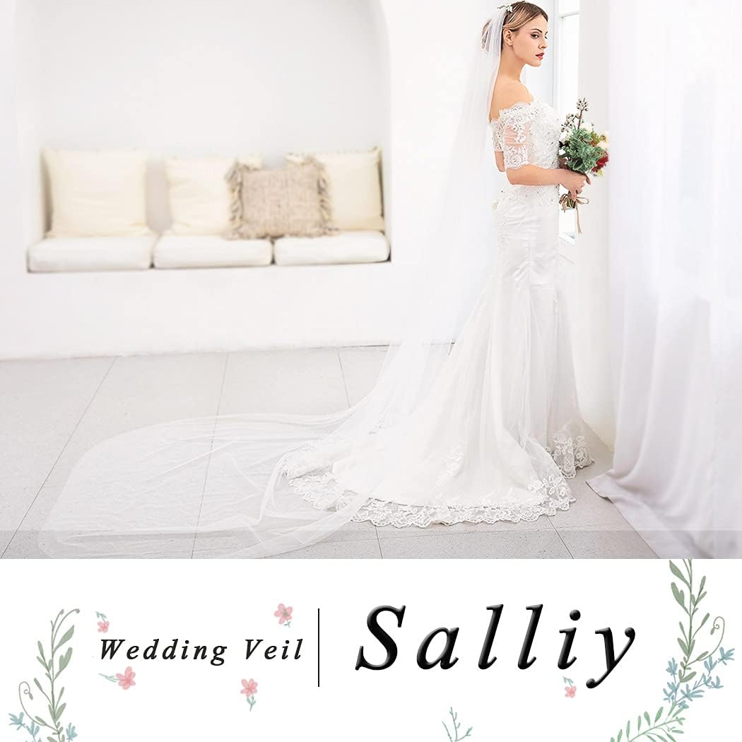 Cathedral Wedding Veils Long Bride Veil with Comb 1 Tier 118’’ White Tulle Veils Bridal Veil for Women