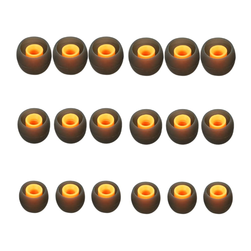 Earbuds Replacement Tips Silicone Earbud Tips Ear Gels Fit for Inner Hole from 3.8mm - 5.1mm Earphones 9 Pairs S/M/L Black-Orange