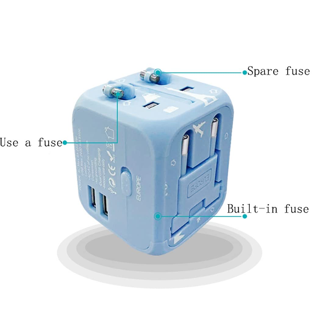 Gniazdo międzynarodowe przetwornice Uniwersalna adapter zasilacza doskonała ładowarka wtyczki na całym świecie z 2 Usb. Port, międzynarodowy adapter podróży, adapter wtyczki zasilania (Color : B)