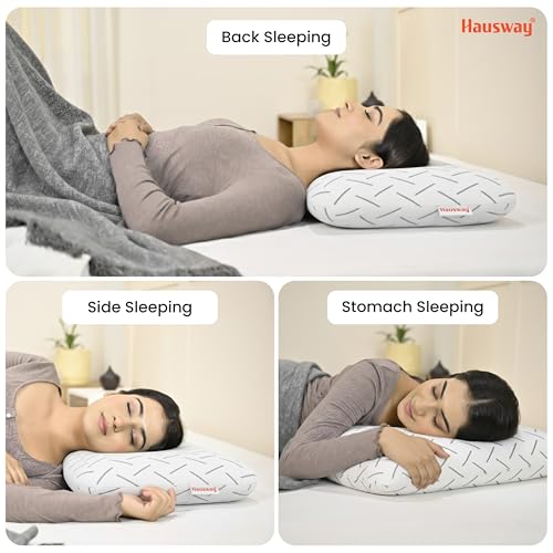 Image of Memory Foam Pillow Set of 1 for Neck & Back Pain Relief | 3-Inch Thin Cooling Gel Cervical Pillow with Washable Cover | Soft & Supportive Sleep Cushion for Side & Back Sleepers