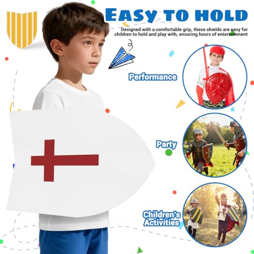 Kampfschild für Kinder Blanko Ritter Schild 12 Stück DIY Spielzeug Graffiti Schild, Handlich Pappschilde 16.5 X 13 Zoll Weiß für Party Dekoration Und