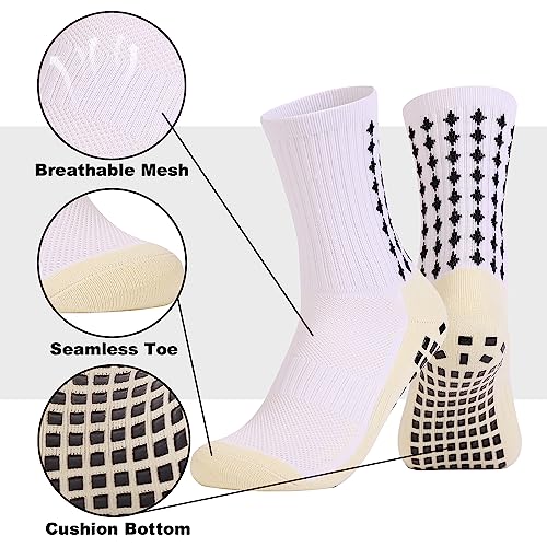 wonhag Men's Soccer Socks Anti Slip 1/3/4 Pairs Non Slip Gripper Pads for Football Basketball Sports With Grippers Socks4