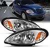 AmeriLite Replacement Headlights Turn Siganl Assembly for 2001-2005 For PT Cruiser OE Factory Style Halogen Bulbs Chrome Pair - Passenger & Driver Side