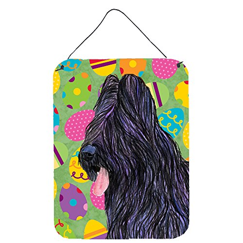 Caroline's Treasures SS4834DS1216 Briard Easter Eggtravaganza Wall or Door Hanging Prints Aluminum Metal Sign Kitchen Wall Bar Bathroom Plaque Home Decor Front Door Plaque, 12x16, Multicolor
