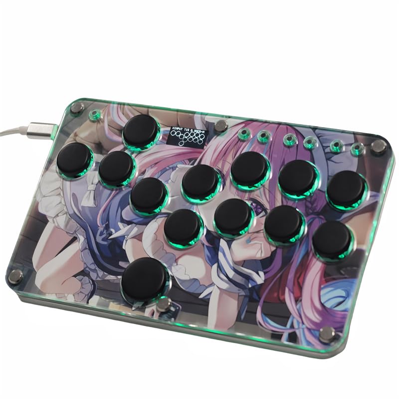 XIAO SHI MIN STORY Mini Arcade Game Controller for PC/PS3/PS4/Switch/Steam, with RGB Lights & Hot Swap, All Buttons Gaming Gamepad For Fighting, Support Custom